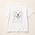 White custom pet line art T-shirt with golden retriever portrait