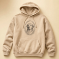Sand personalized pet memorial hoodie with botanical portrait