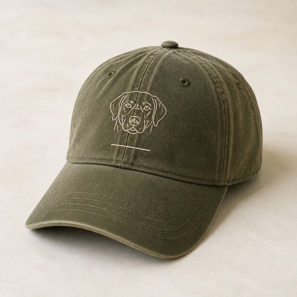 Olive personalized pet portrait embroidered baseball cap