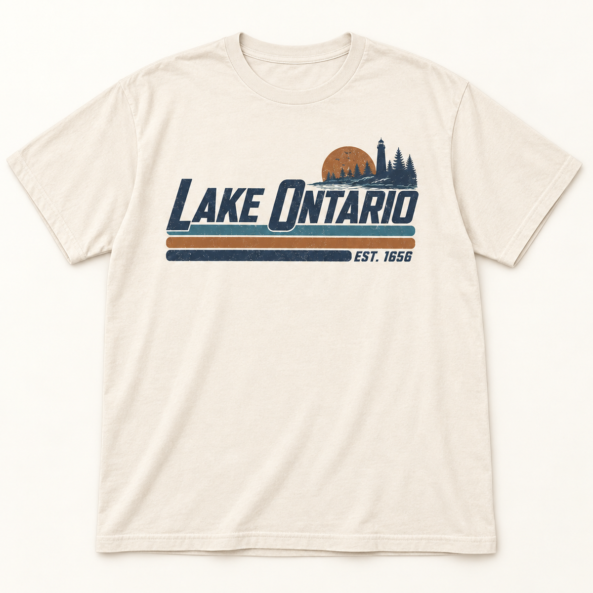 Lake Ontario EST. 1656 Vintage Unisex T-Shirt — Ivory — front view
