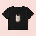 Black custom pet portrait baby tee with vintage cat artwork