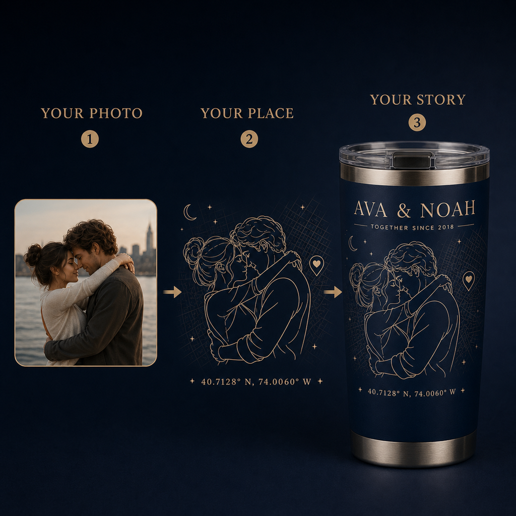 Personalized Where Our Story Began Photo Map Tumbler - personalization