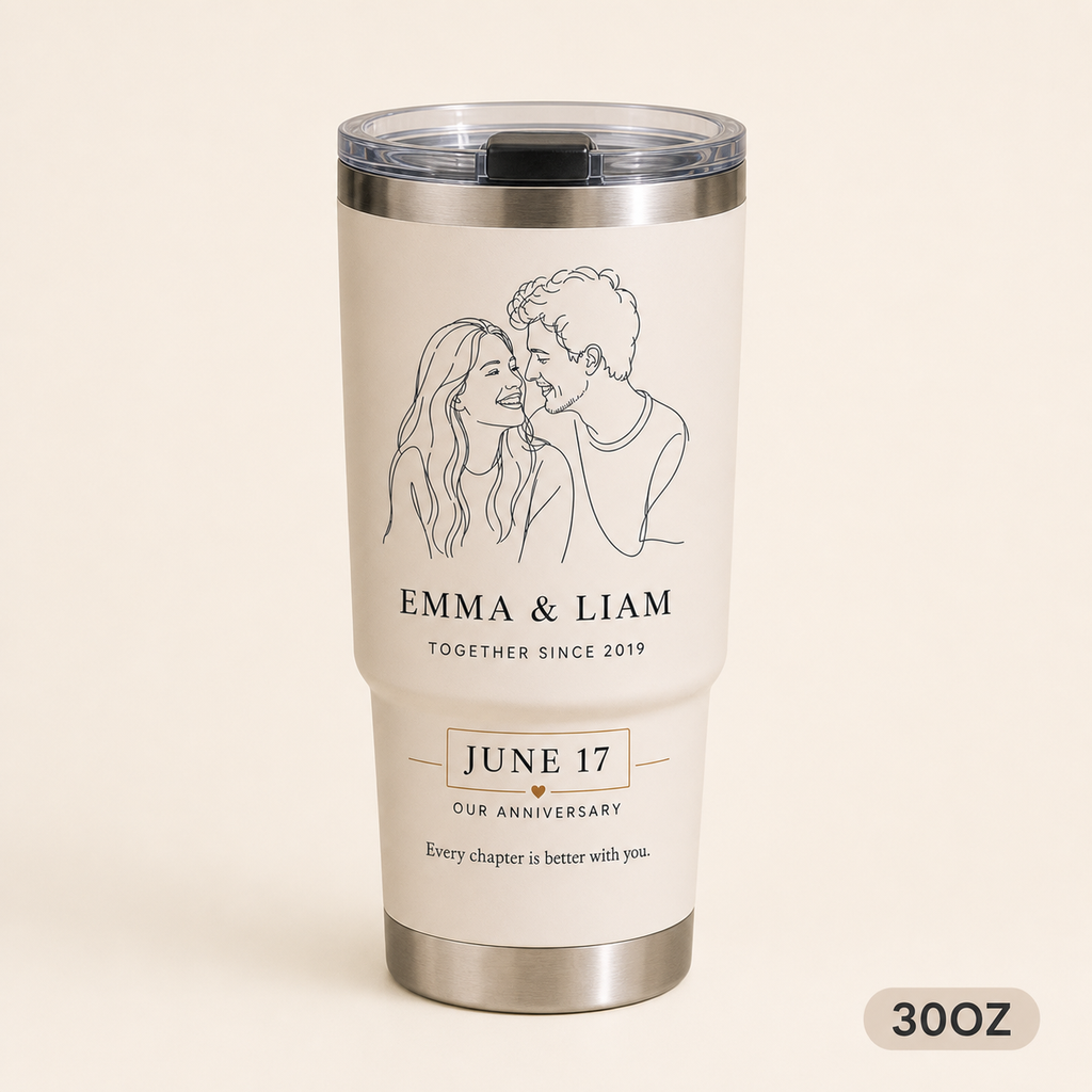 Personalized Our Anniversary Photo Sketch Tumbler - 30oz