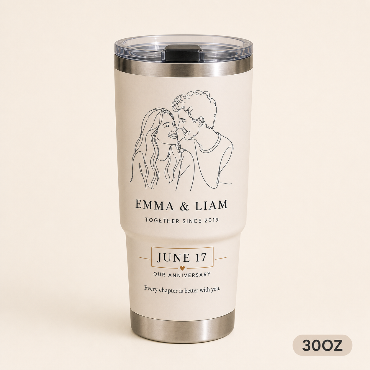 Personalized Our Anniversary Photo Sketch Tumbler - 30oz