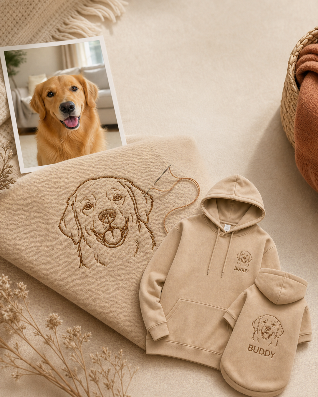 Custom Matching Owner & Pet Embroidered Hoodie Set product image 4