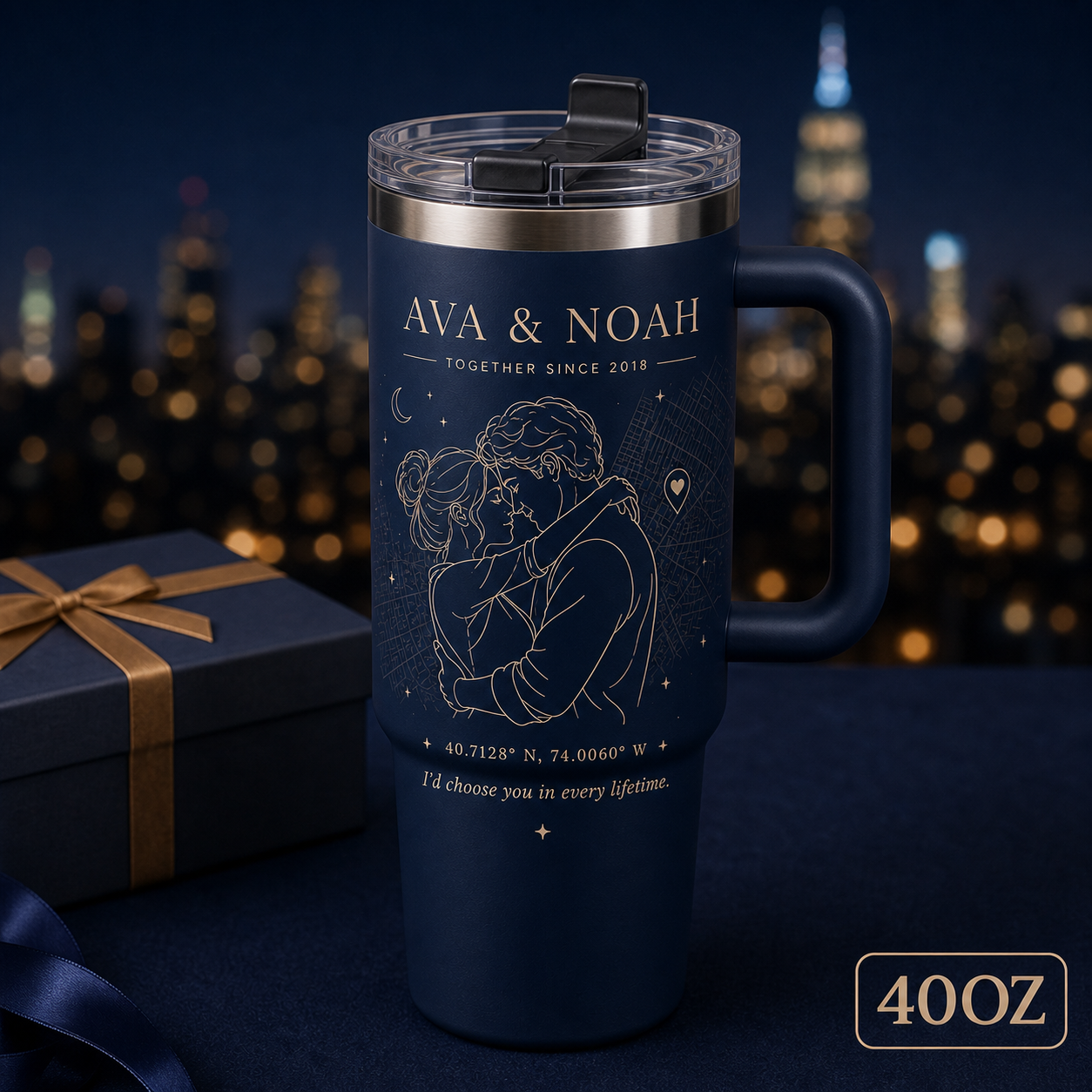 Personalized Where Our Story Began Photo Map Tumbler - 40oz