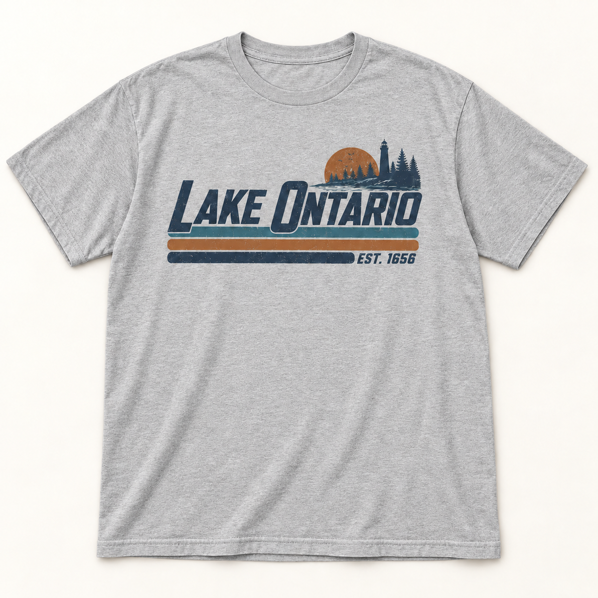 Lake Ontario EST. 1656 Vintage Unisex T-Shirt — Heather Gray — front view