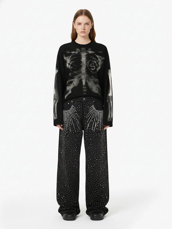 Skeleton Graphic Waffle Sweatshirt