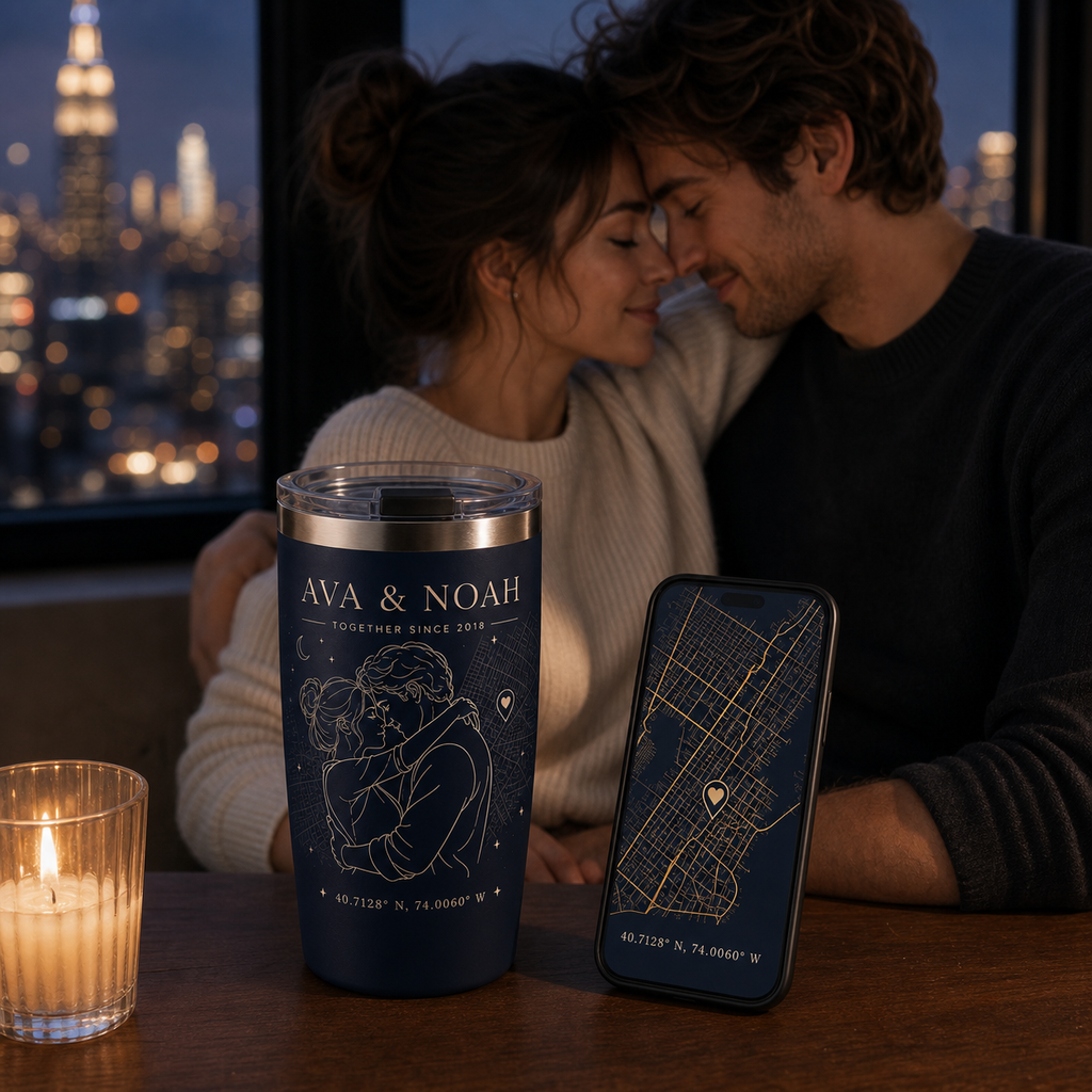 Personalized Where Our Story Began Photo Map Tumbler - lifestyle