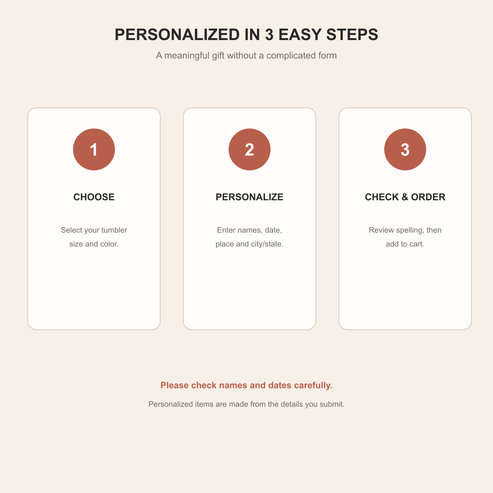 How to personalize the first-date receipt tumbler in three steps