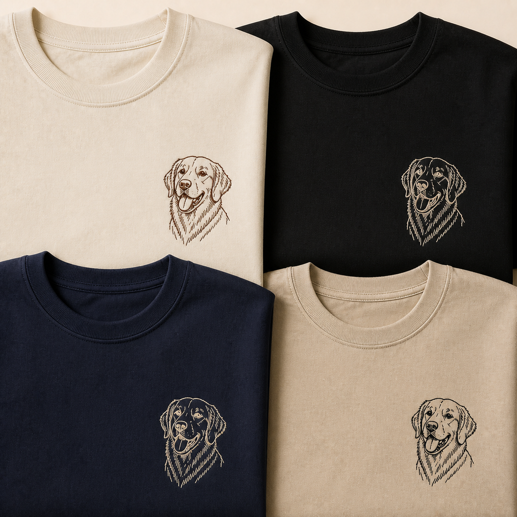 Heavyweight T-shirt garment and embroidery thread color examples
