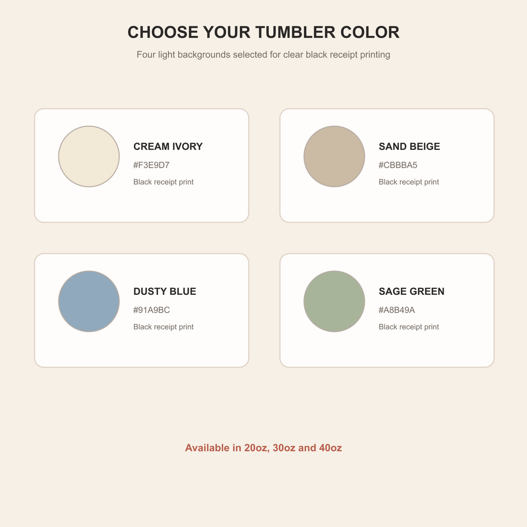Cream Ivory, Sand Beige, Dusty Blue and Sage Green color choices