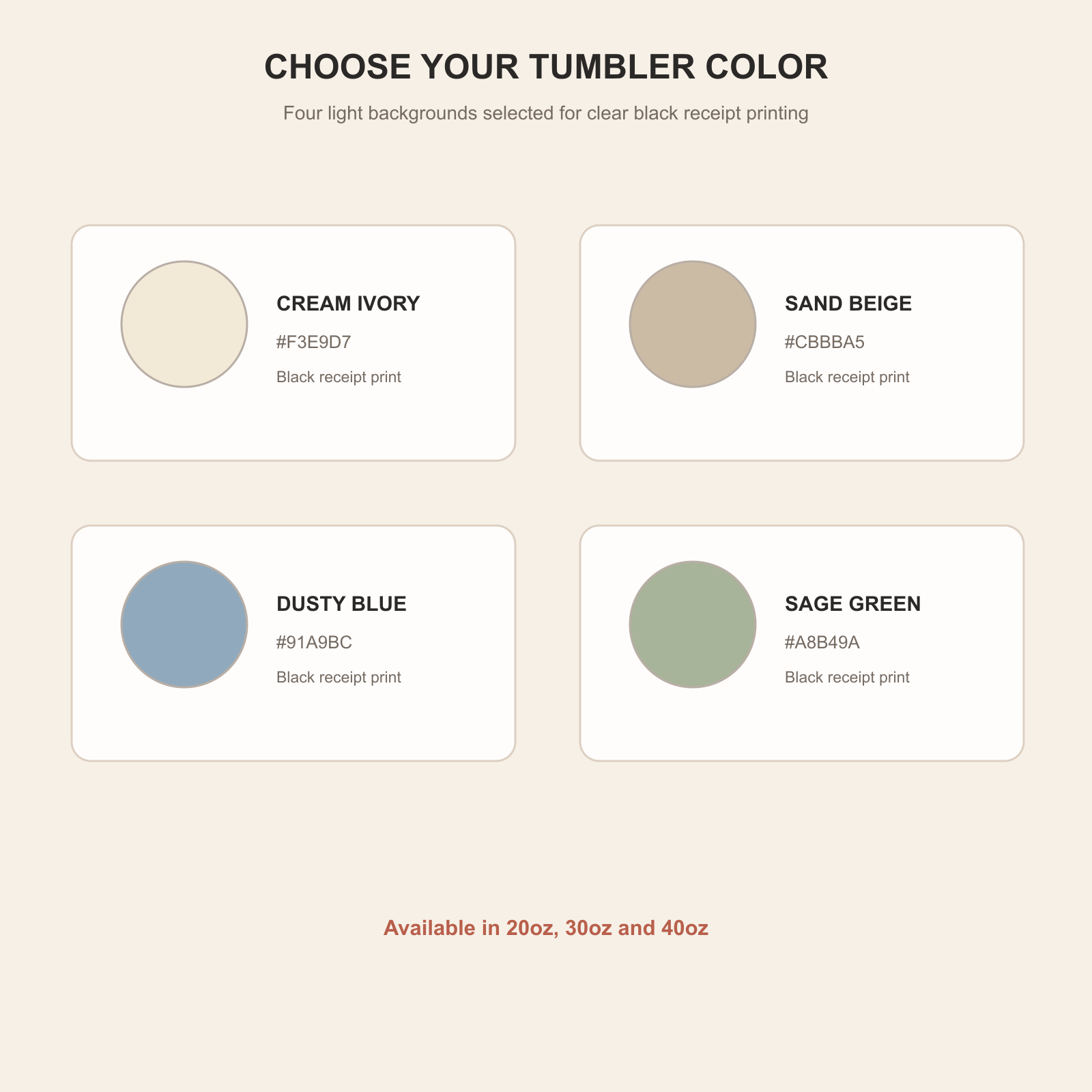 Cream Ivory, Sand Beige, Dusty Blue and Sage Green color choices