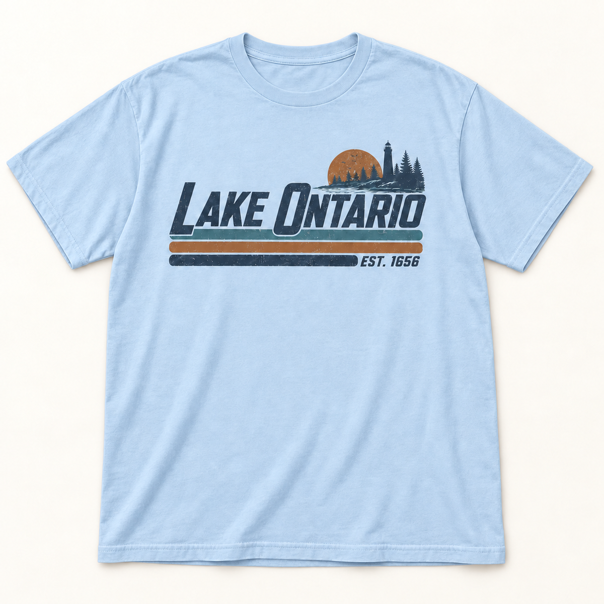 Lake Ontario EST. 1656 Vintage Unisex T-Shirt — Light Blue — front view