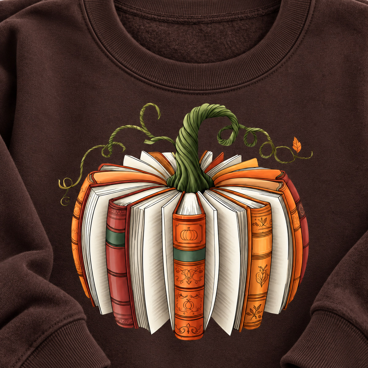 Book Pumpkin Fall Reading Unisex Sweatshirt — book pumpkin print detail