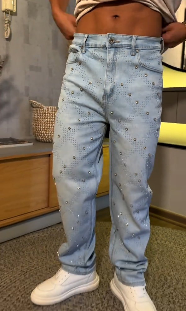 Men's Stylish Rhinestone Denim Jeans