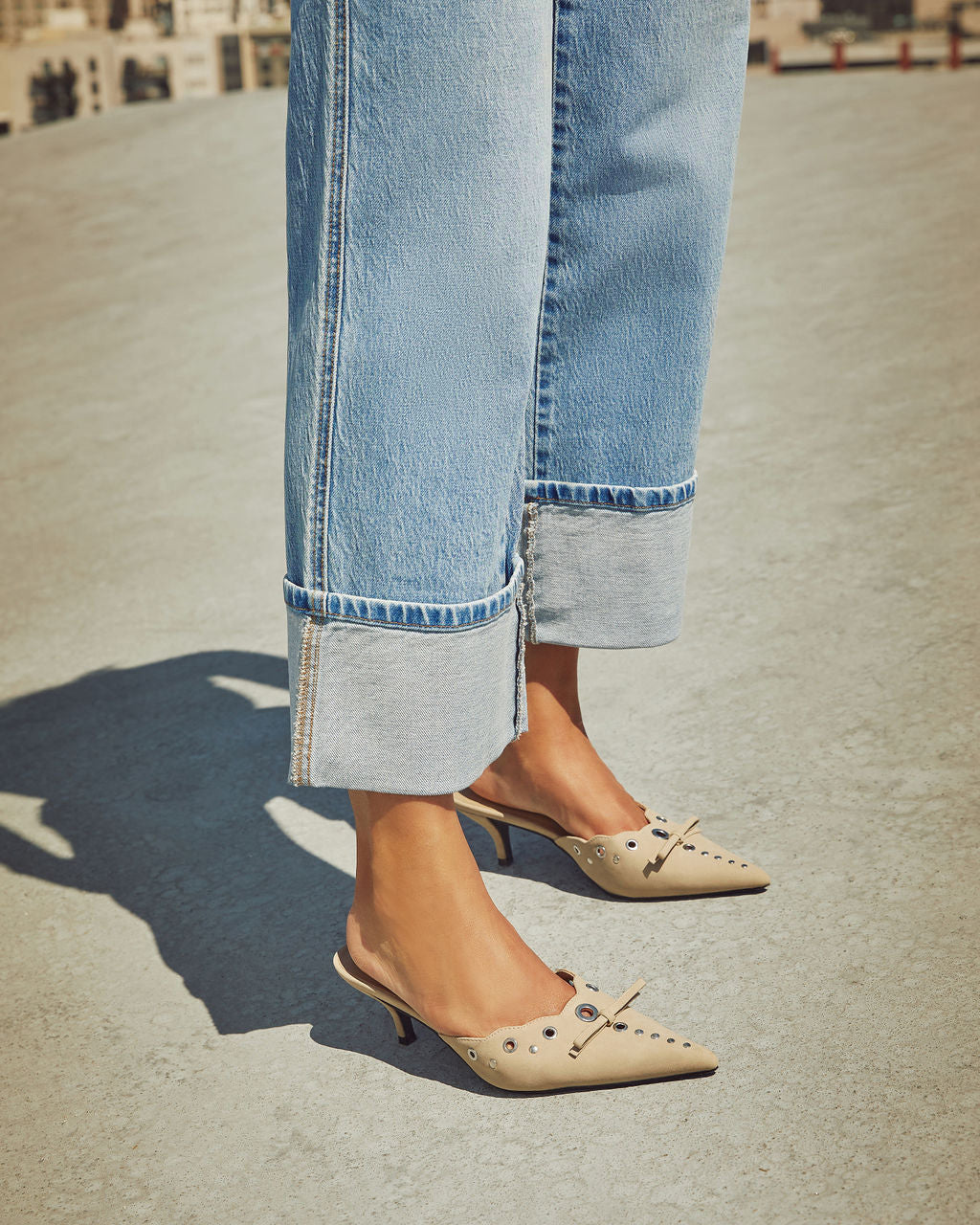 Casual Cuffed Low Rise Jeans