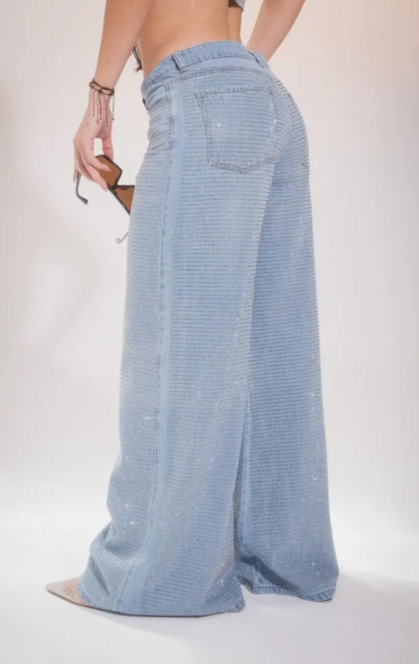 Trendy Rhinestone Casual Jeans