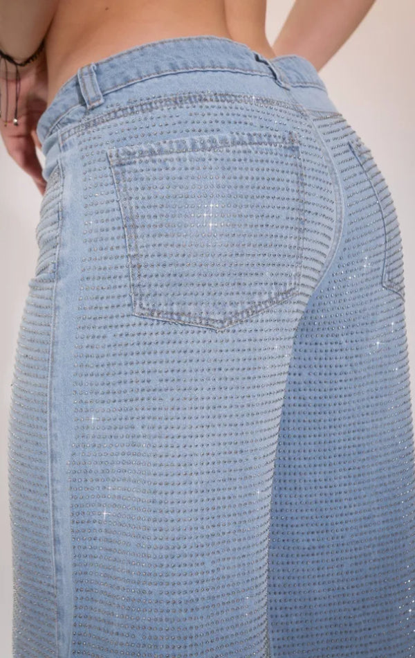 Trendy Rhinestone Casual Jeans
