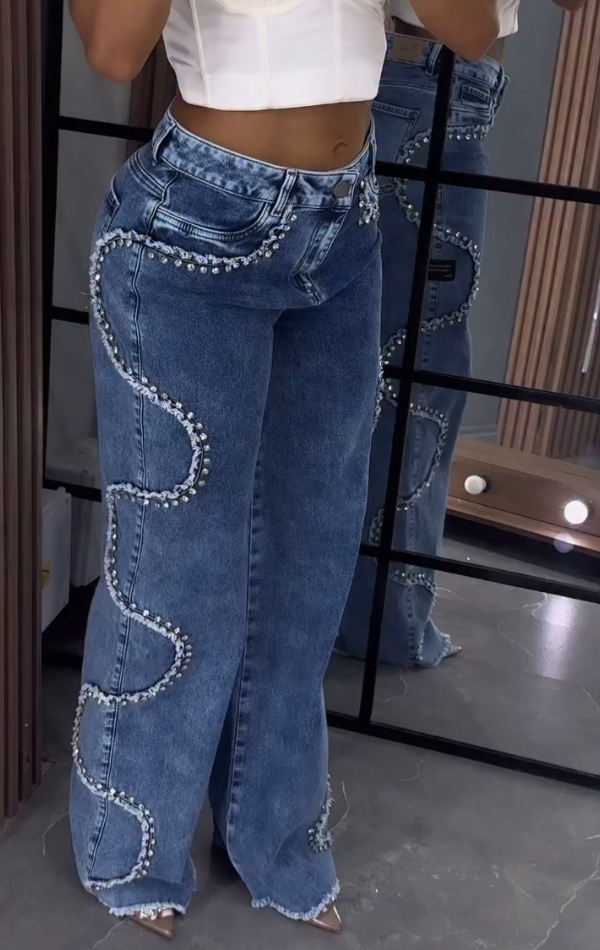 Personalized Rhinestone Casual Jeans