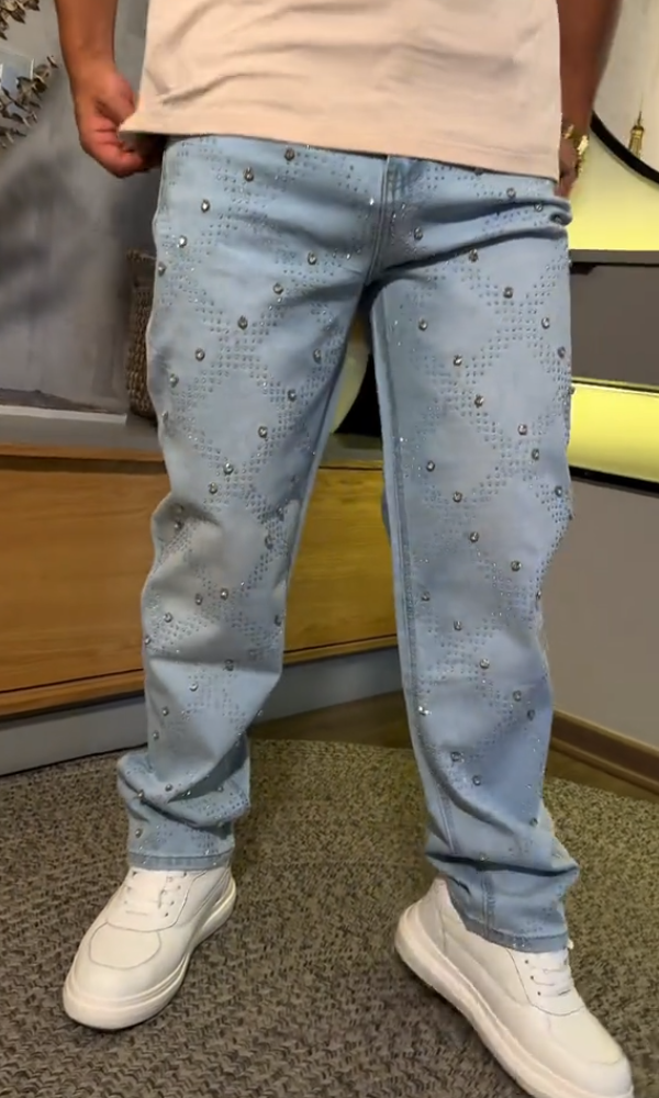Men's Stylish Rhinestone Denim Jeans