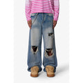 Baggy Wide-Leg Distressed Jeans