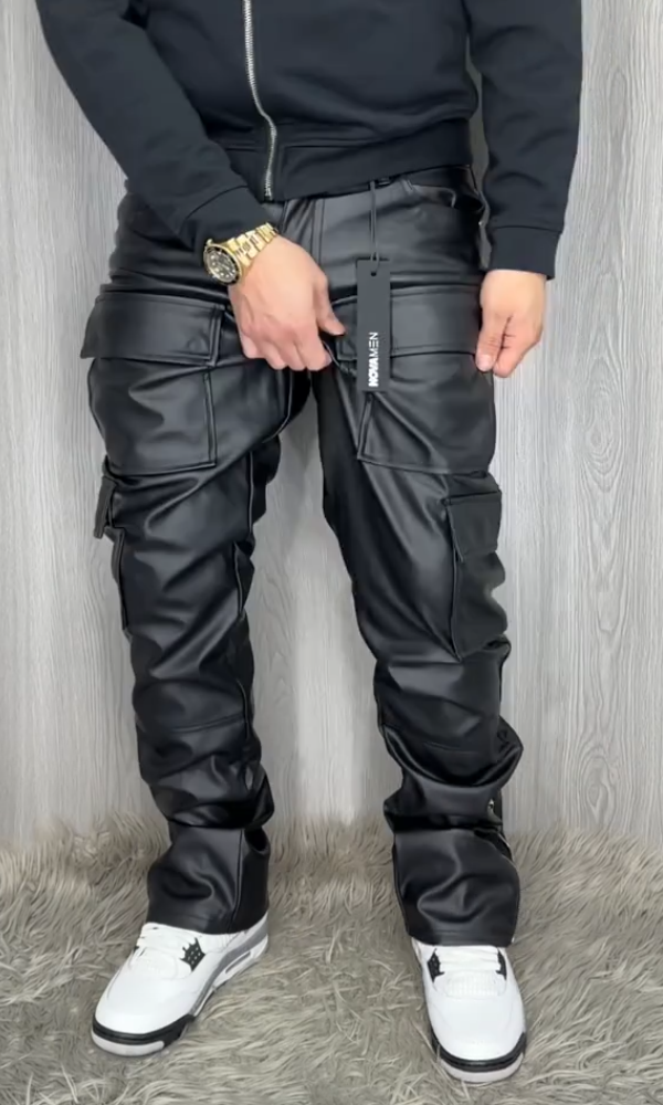 Men's Side Zipper Casual Leather Pants