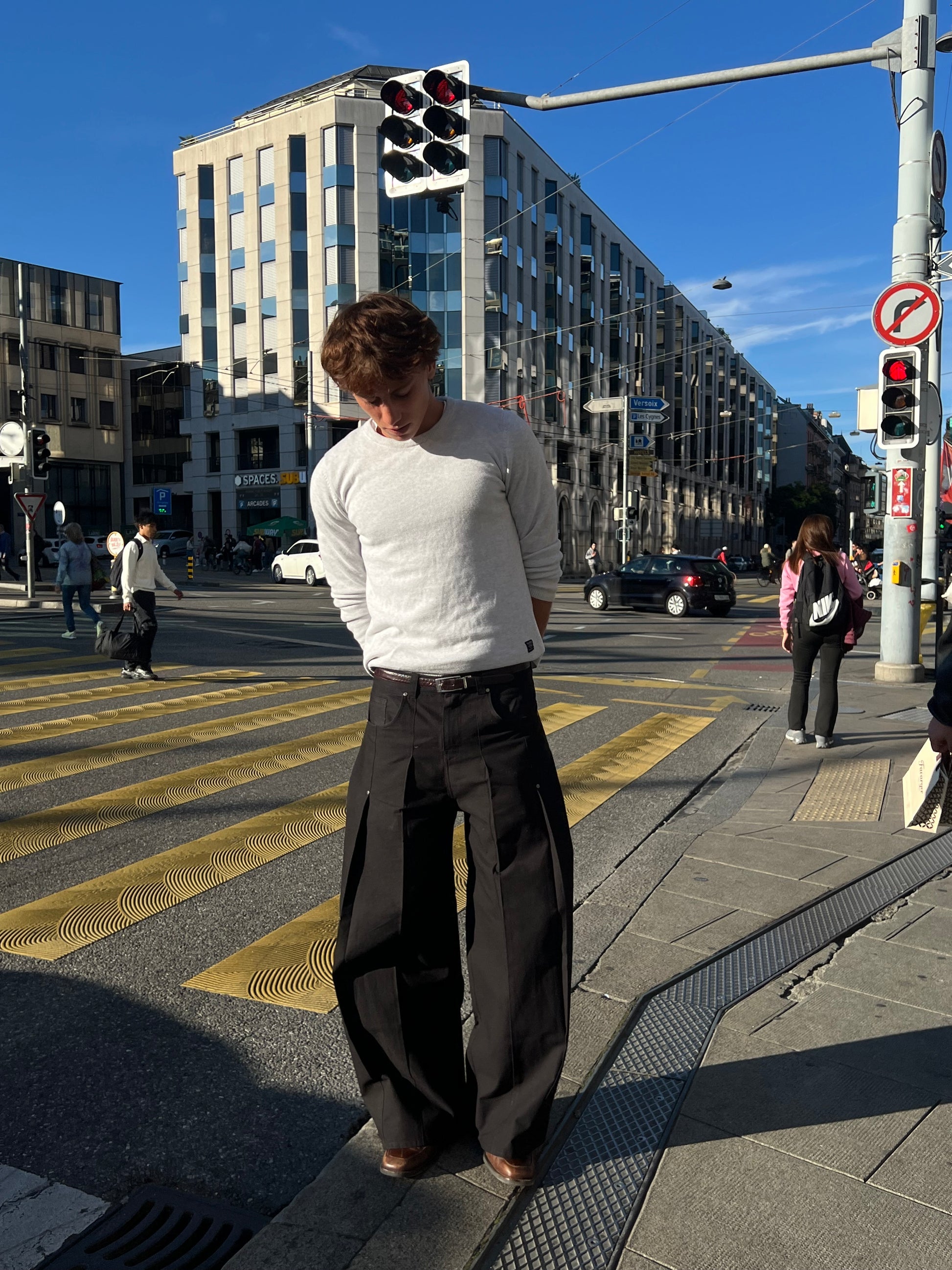 Men’s High-Waist Pleated Wide-Leg Trousers