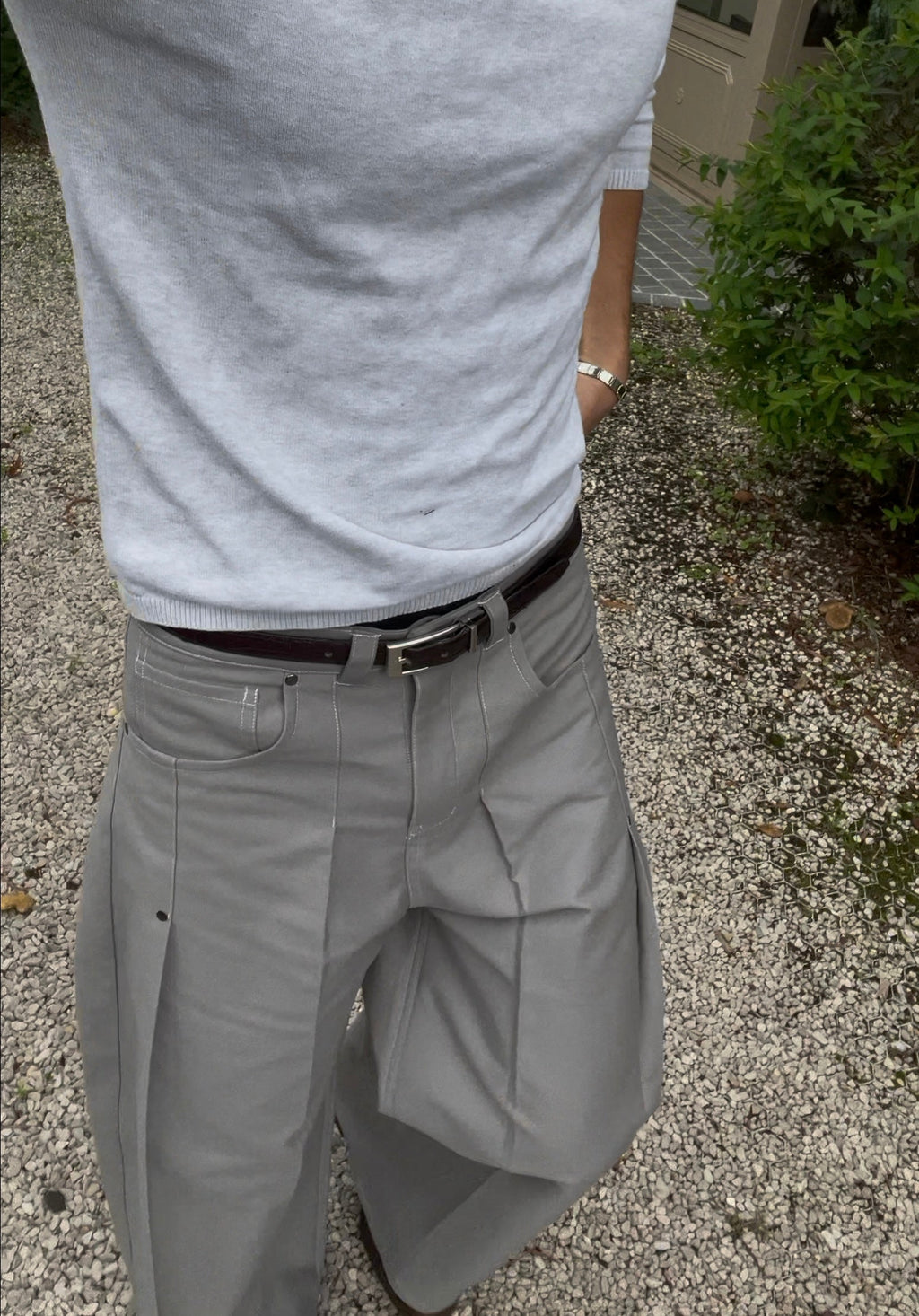 Men’s High-Waist Pleated Wide-Leg Trousers