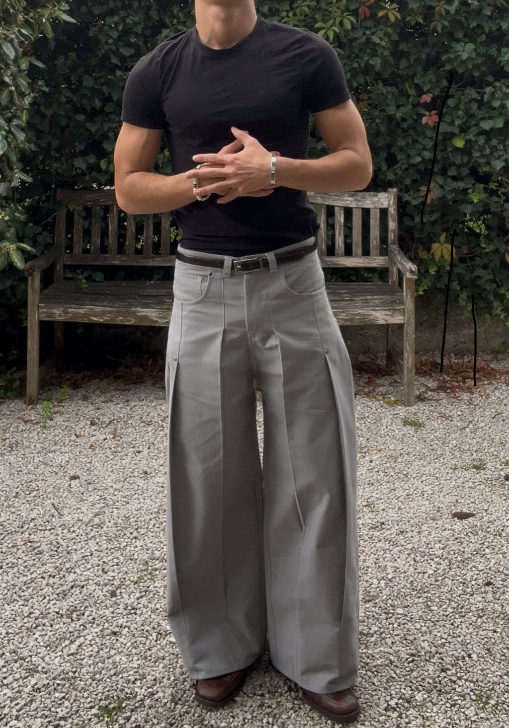 Men’s High-Waist Pleated Wide-Leg Trousers