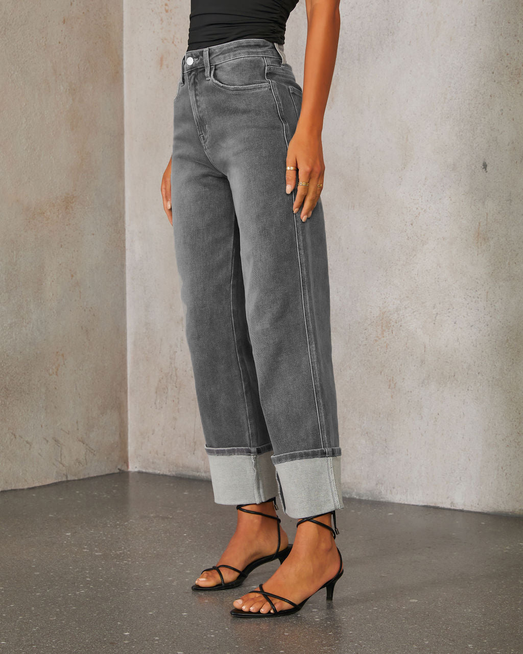 Casual Cuffed Low Rise Jeans
