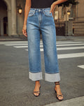 Casual Cuffed Low Rise Jeans