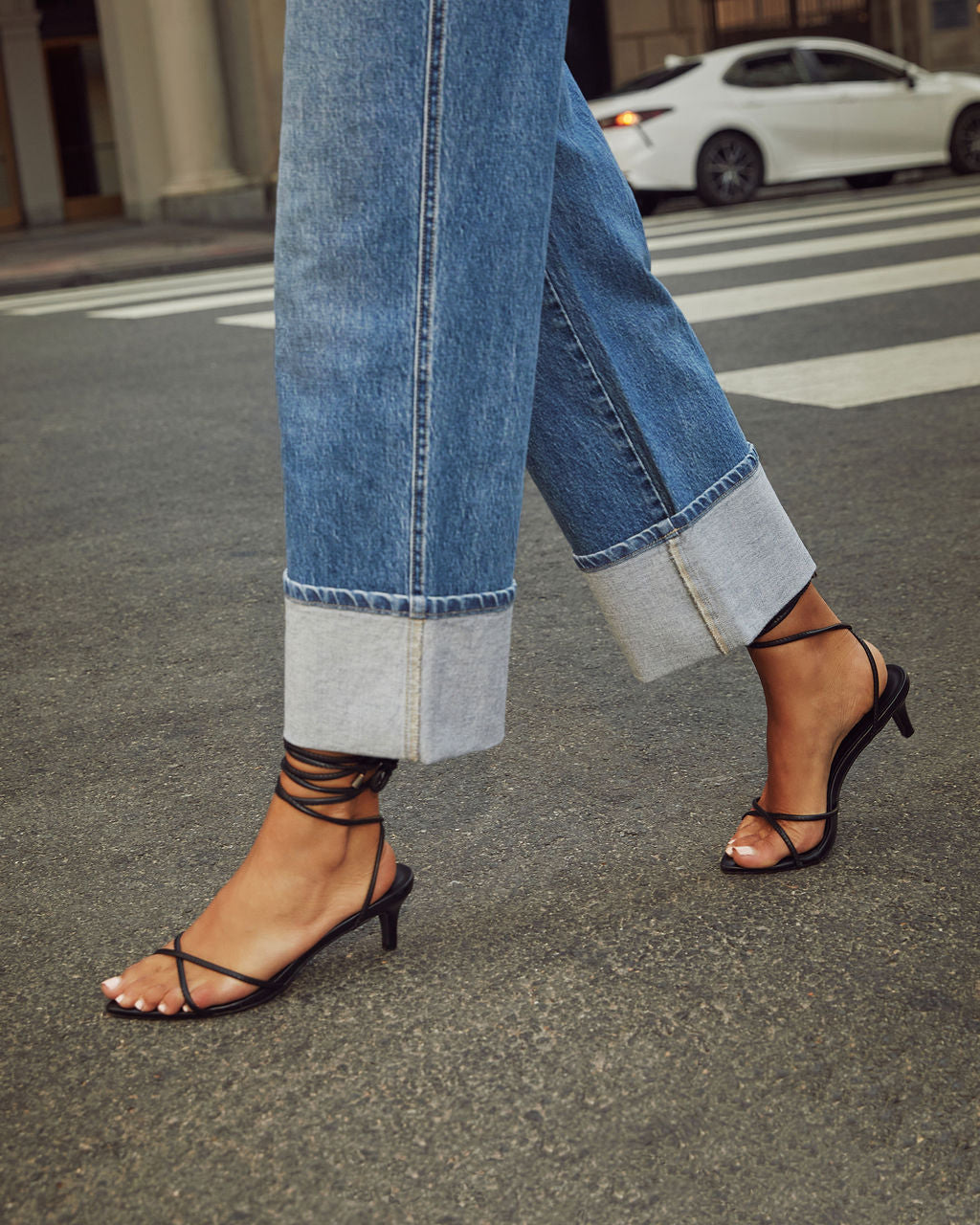 Casual Cuffed Low Rise Jeans