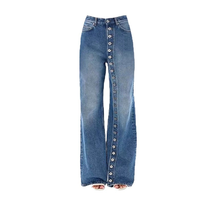 Chic Multi-Button Jeans