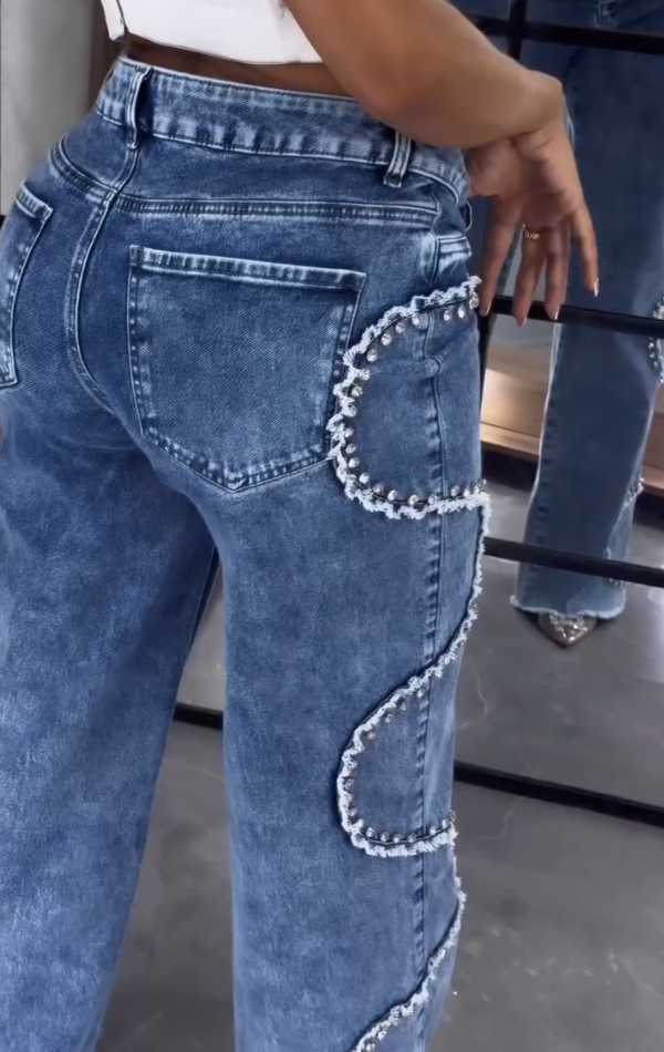 Personalized Rhinestone Casual Jeans
