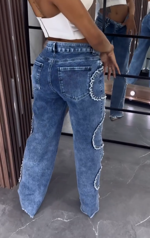 Personalized Rhinestone Casual Jeans