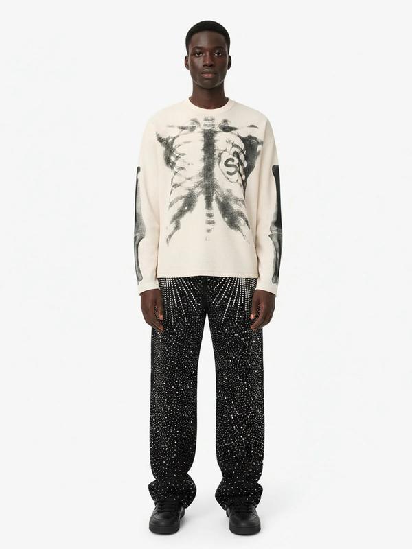 Skeleton Graphic Waffle Sweatshirt