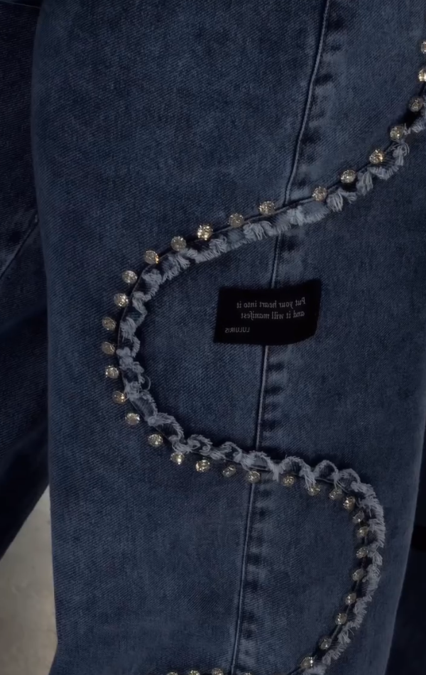 Personalized Rhinestone Casual Jeans