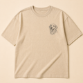 Bone heavyweight T-shirt with one embroidered pet portrait