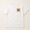 White custom pet-in-pocket T-shirt with one dog portrait